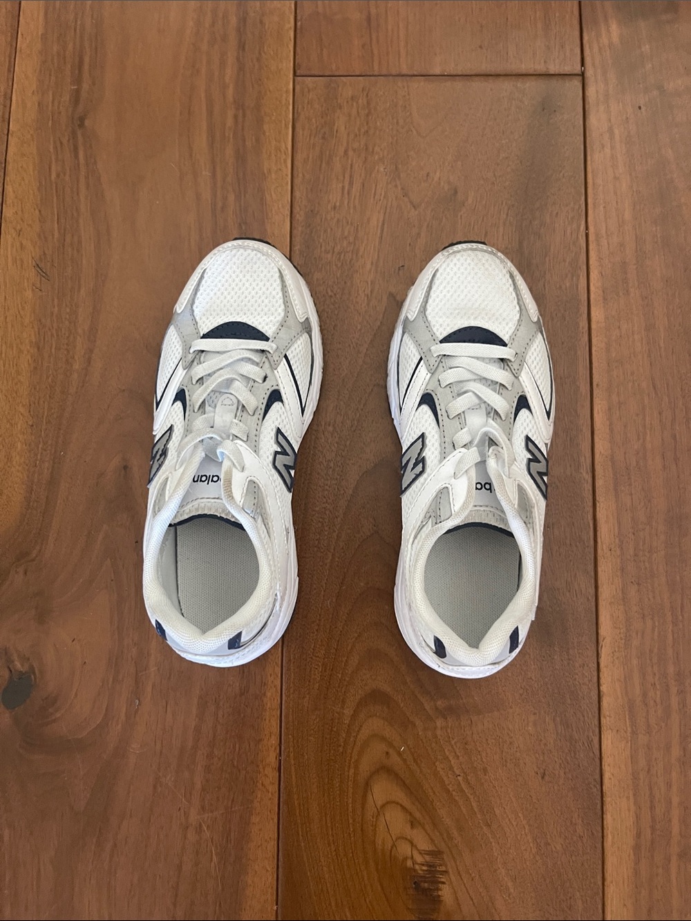 New Balance Kids White & Navy Running Sneakers